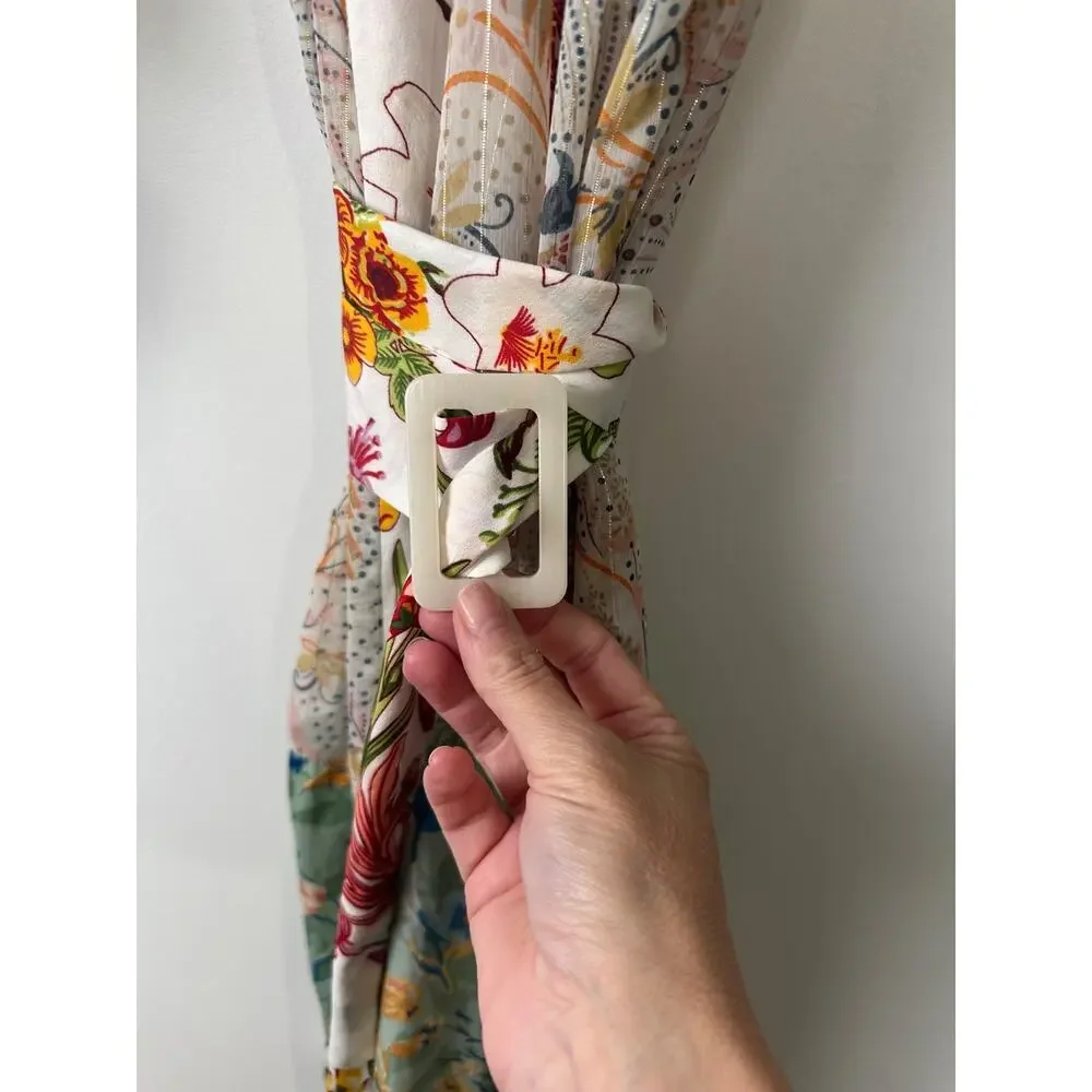 Anthropologie Dani Floral Kimono One size with Belt Maxi length Cardigan A16 - Picture 4 of 8